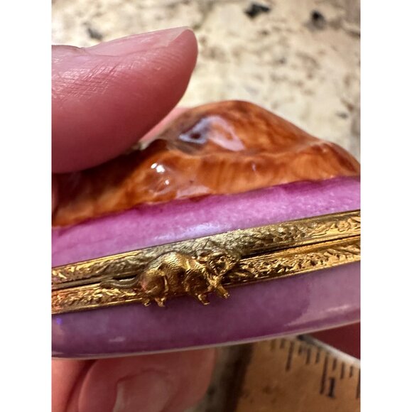 VTG Limoges ND Peint Main Hand-Painted Porcelain Trinket Box Sienna Cat signed - Picture 13 of 16